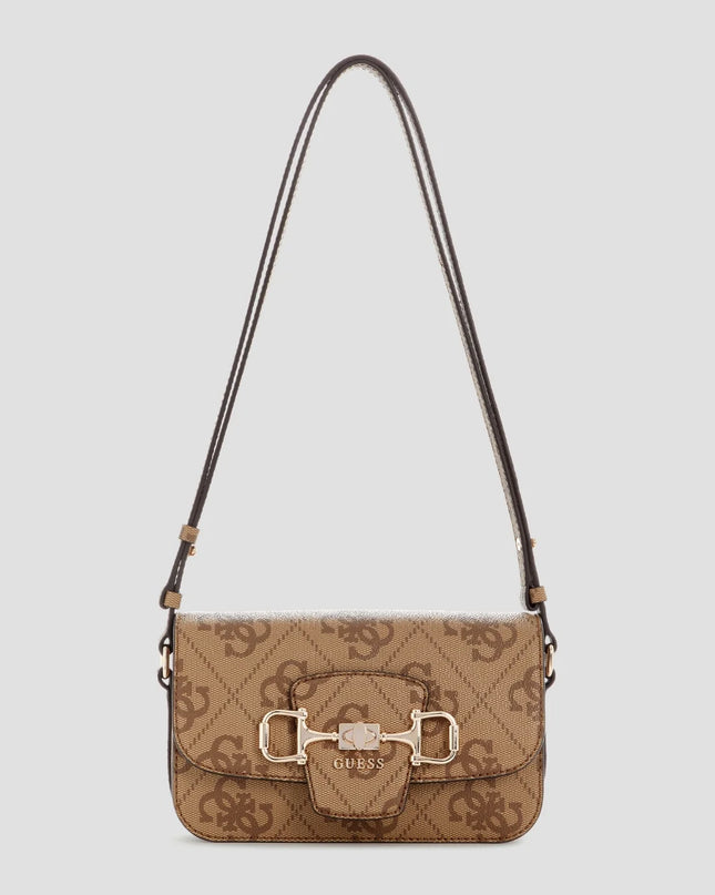 Guess Janie Logo Convertible Crossbody - Latte Logo
