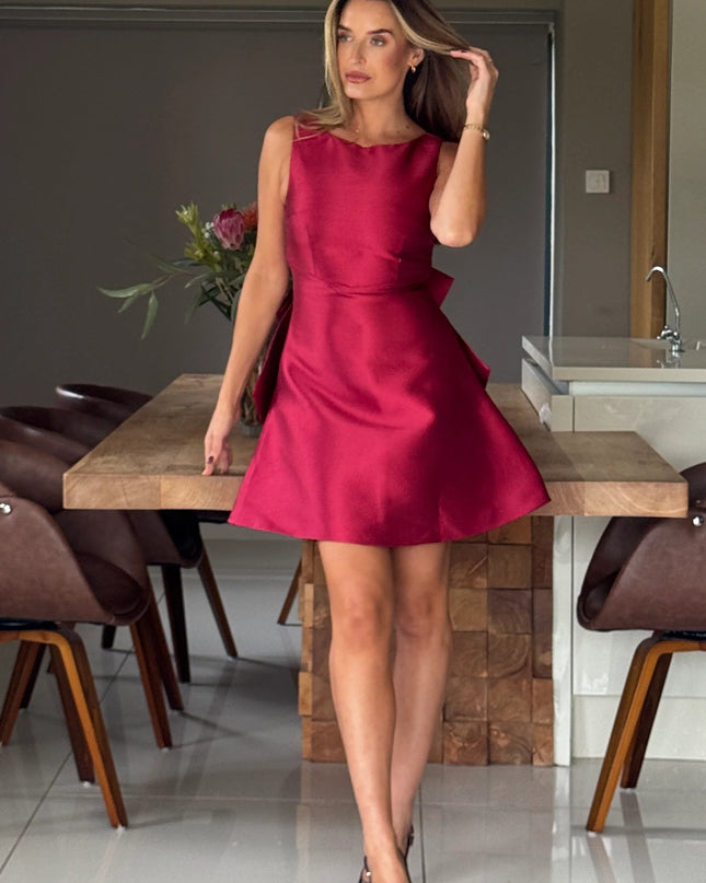 Feyre Bow Detail Dress - Red