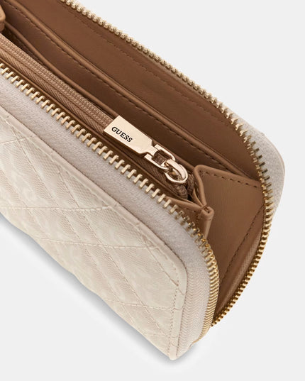 Guess Isemay Medium Zip Around Purse - Pale Mocha