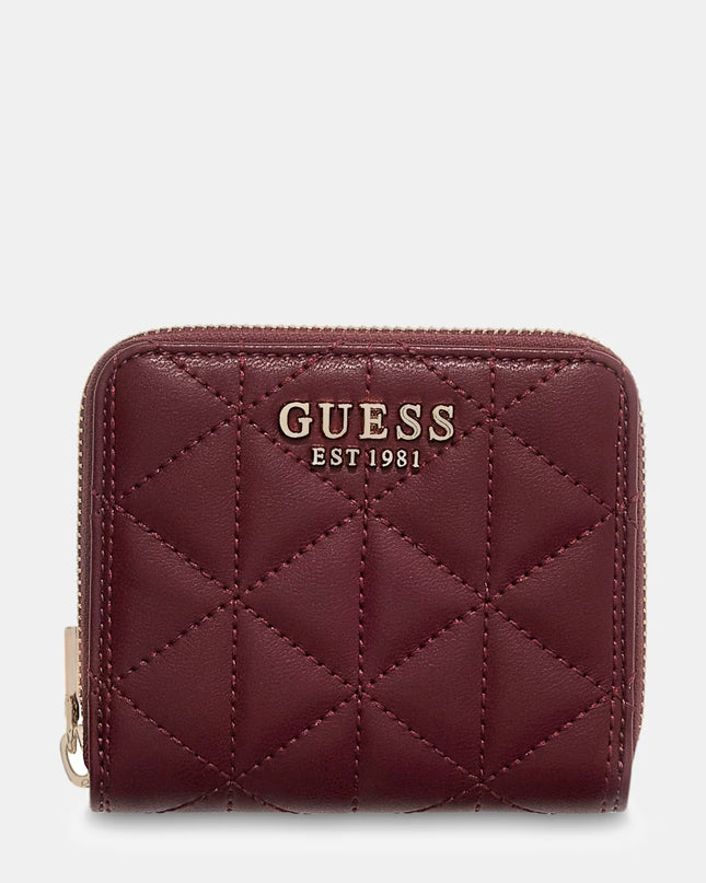 Guess Paisleigh Small Zip Around Purse - Burgundy