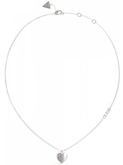 Guess Lovely Heart Charm Silver Necklace