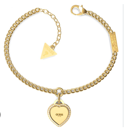 Guess Fine Heart Gold Heart Charm Bracelet