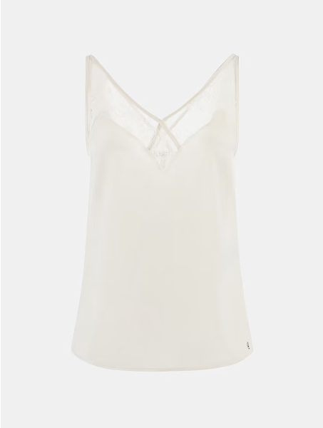 Guess Laura Lace Insert Top - White
