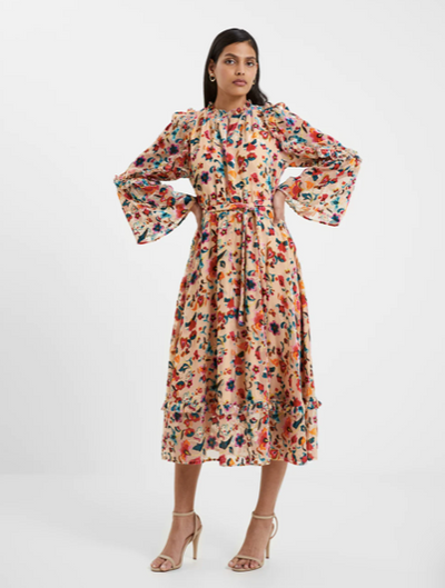 French Connection Avery Burnout Dress - Toasted Almond