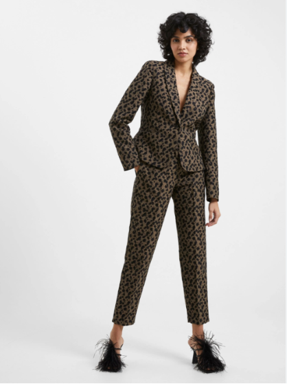 French Connection Estella Jacquard Trousers Blackout Spoilt