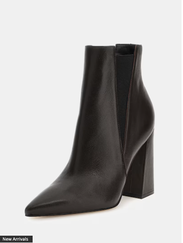 Guess Avish Mixed Leather Ankle Boot - Chocolate