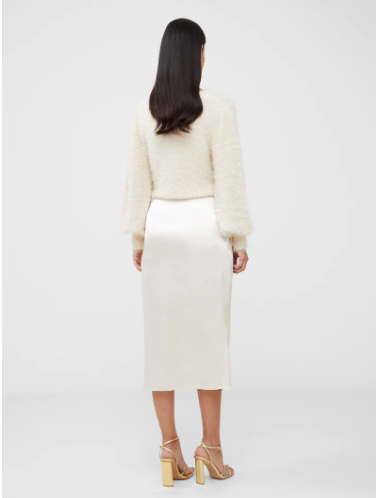 French Connection Inu Satin Wrap Midi Skirt - Classic Cream