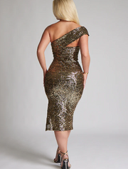 Nina Gold Sequin Midaxi Dress
