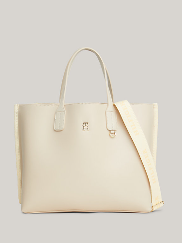 Tommy Hilfiger Iconic Logo Tape Satchel - White Clay