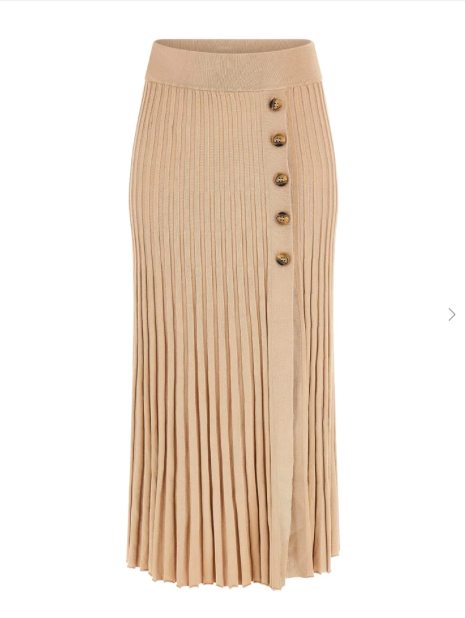 Guess Shopie Pleated Knit Skirt - Foamy Taupe