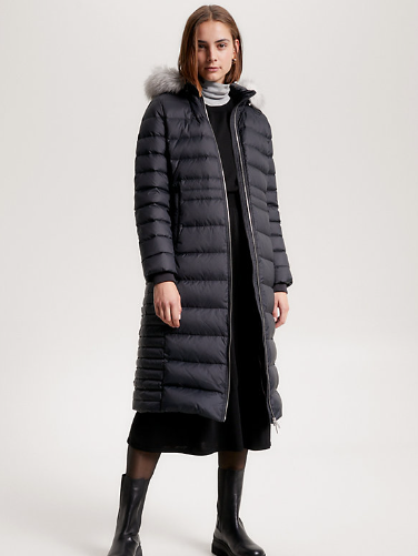Tommy hilfiger long hooded 2025 fill coat