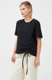 French Connection Rallie Cotton Ruched T-Shirt - Blackout