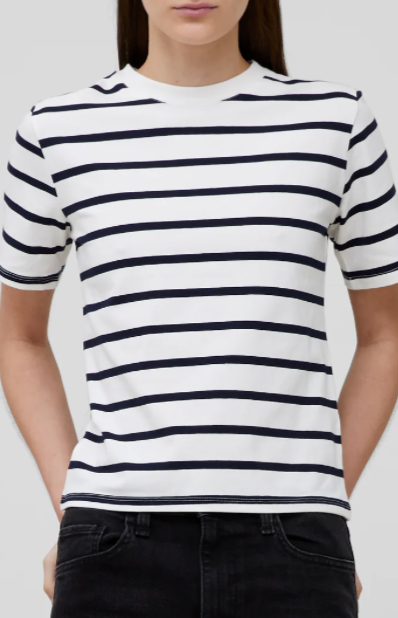 Rallie Cotton Stripe Short Sleeve T-Shirt - White/Marine