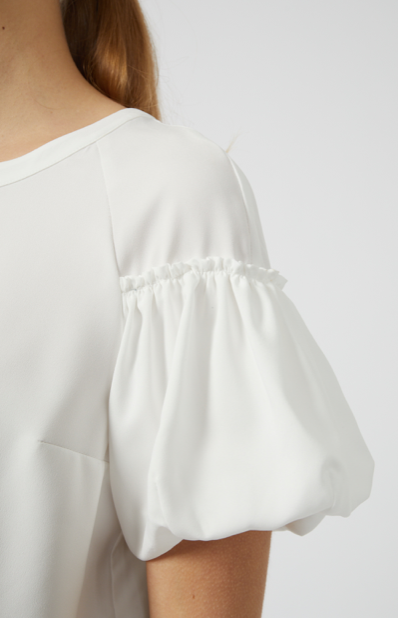 French Connection Crepe Light Puff Sleeve Top - Summer White