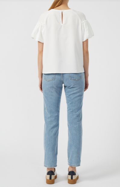 French Connection Crepe Light Puff Sleeve Top - Summer White
