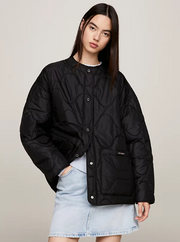 Tommy Jeans Collarless Padded Quilted Jacket - Black