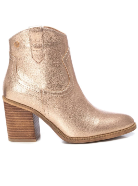Metallic Western Ankle Boots - Rose Gold