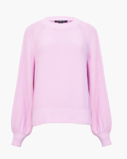 French Connection Lily Cable Sleeve Jumper - Bubblegum