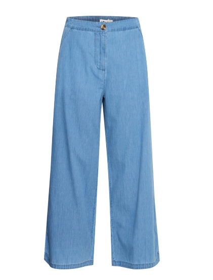 Barcy Cropped Pants - Light Blue Chambray