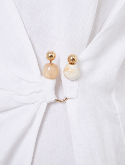 French Connection Auri Linen Clasp Shirt - Linen White