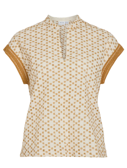 Sumira V-Neck Top - Birch/Wood