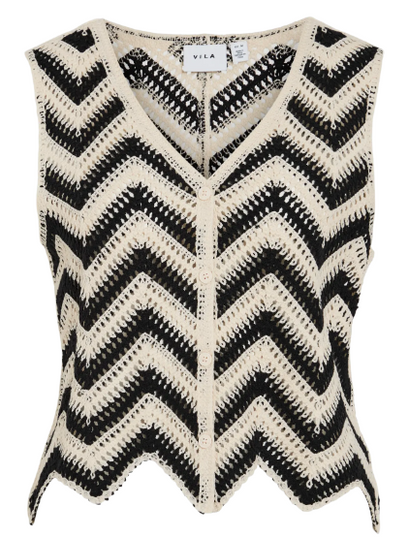 Serilda V-Neck Vest - Black/White