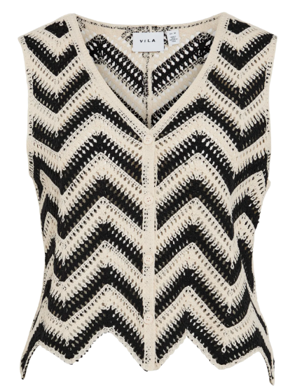 Serilda V-Neck Vest - Black/White