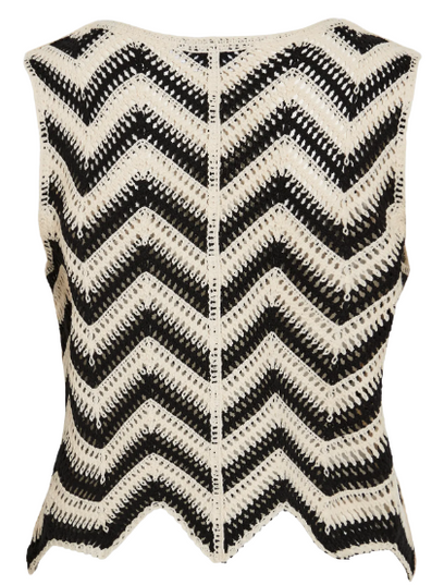 Serilda V-Neck Vest - Black/White