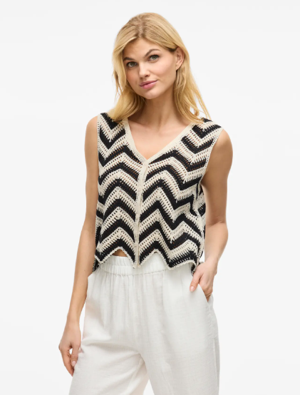 Serilda V-Neck Vest - Black/White
