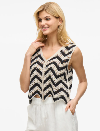 Serilda V-Neck Vest - Black/White