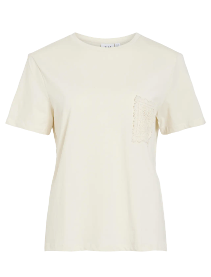 Vivirina Front Crochet O-Neck Top - Birch