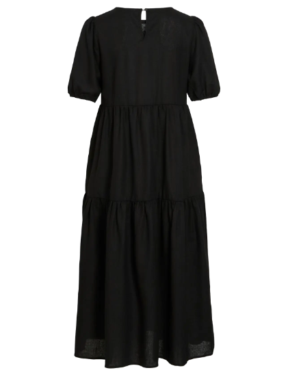 Summer Linen Smock Dress - Black
