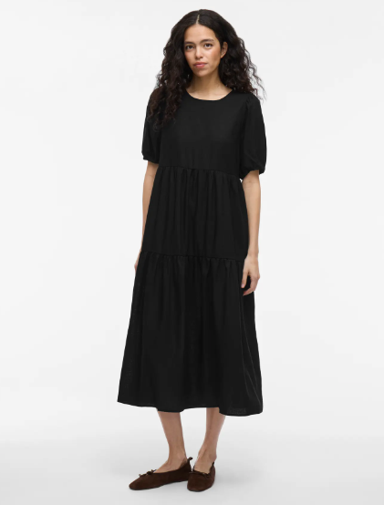 Summer Linen Smock Dress - Black