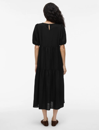 Summer Linen Smock Dress - Black