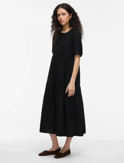 Summer Linen Smock Dress - Black