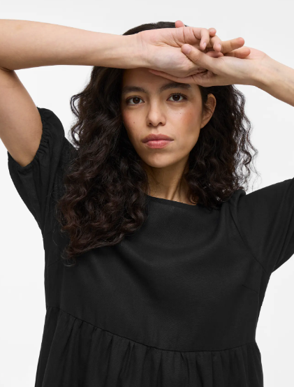Summer Linen Smock Dress - Black