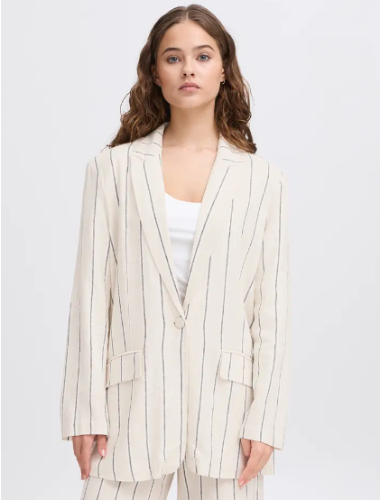Linno Blazer - Natural Ecru Stripe