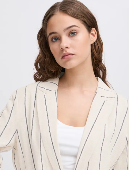 Linno Blazer - Natural Ecru Stripe