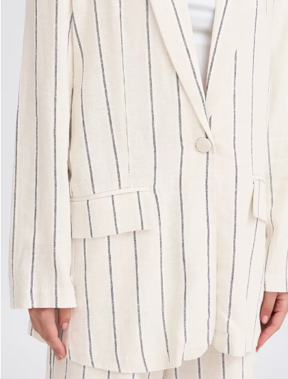 Linno Blazer - Natural Ecru Stripe
