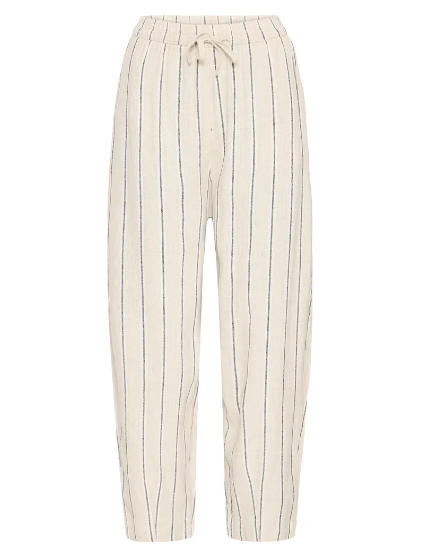 Linno Barrel Trousers - Natural Ecru Stripe