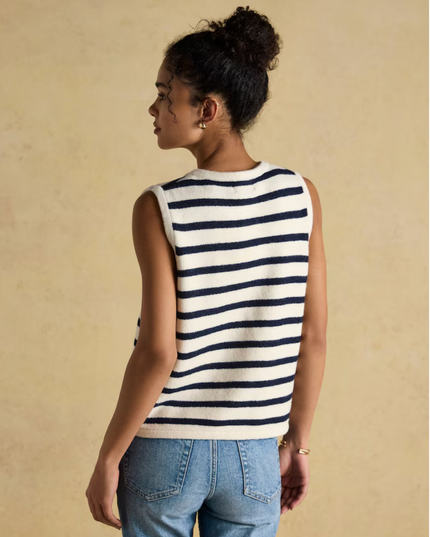 Joules Holly Button Tank - Cream / Navy