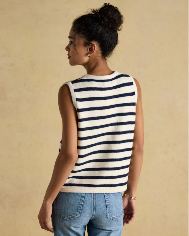 Joules Holly Button Tank - Cream / Navy