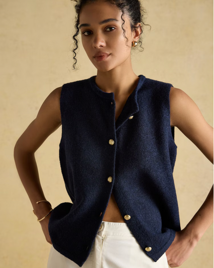 Joules Holly Button Vest - Navy