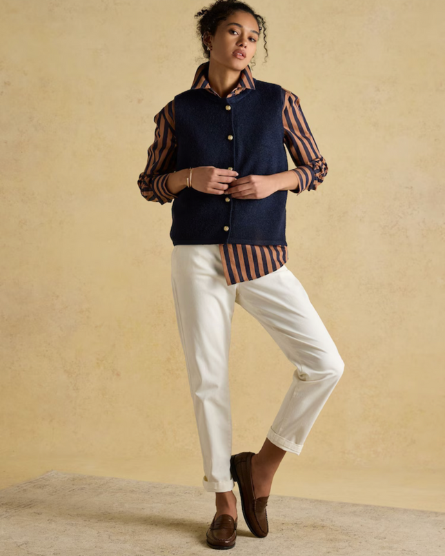 Joules Holly Button Vest - Navy