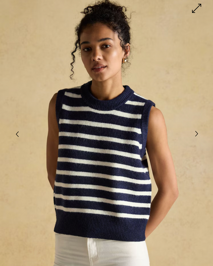 Joules Holly Knitted Vest - Navy/White