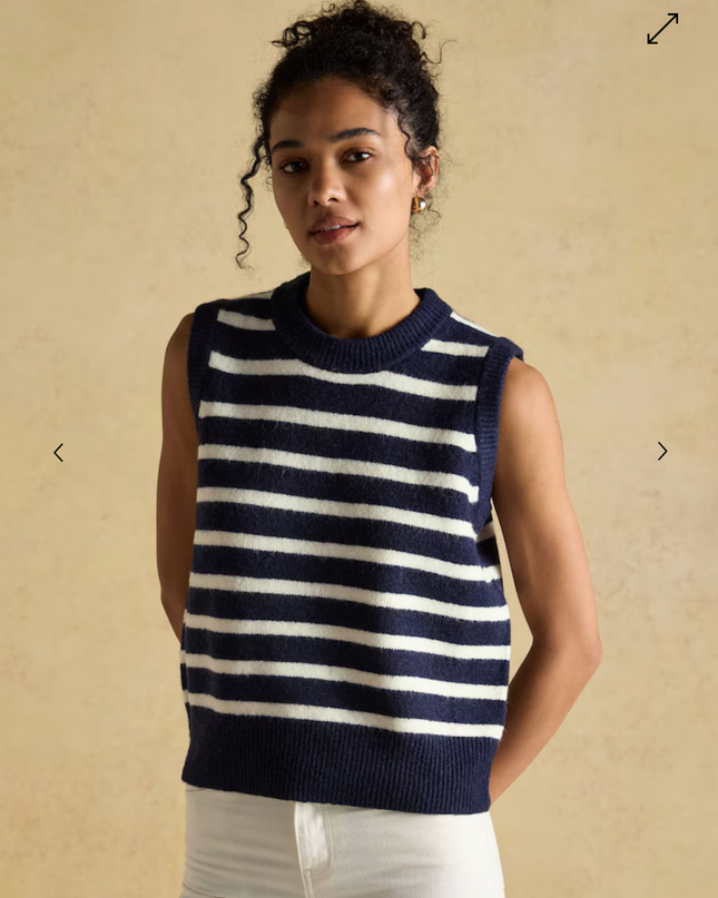 Joules Holly Knitted Vest - Navy/White