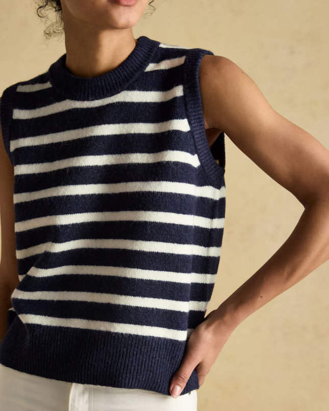 Joules Holly Knitted Vest - Navy/White