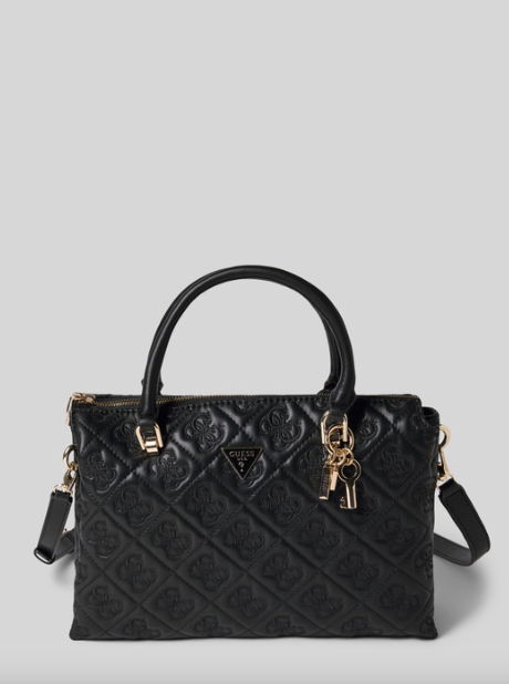 Guess Adelasia Embossed Satchel - Black
