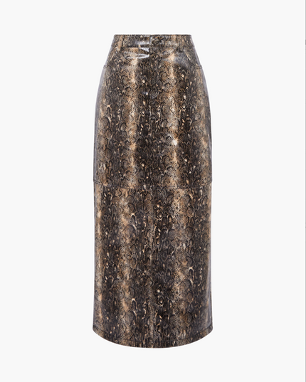 French Connection Brandy PU Snakeskin Skirt
