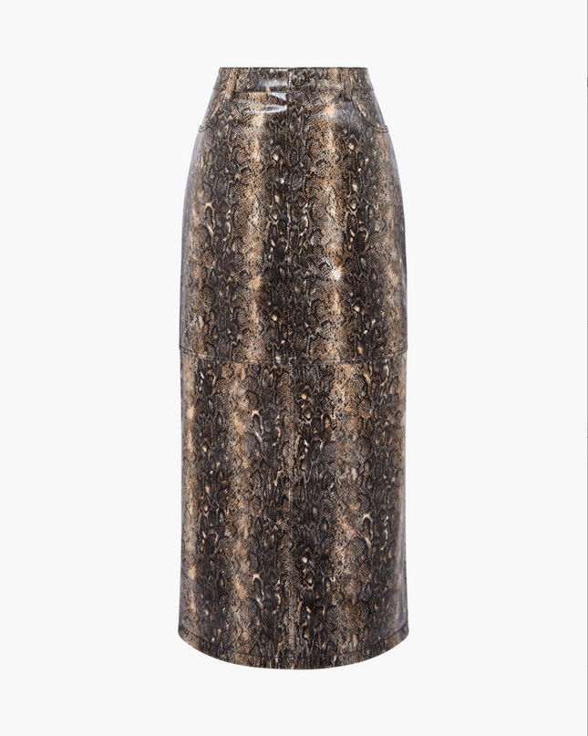 French Connection Brandy PU Snakeskin Skirt
